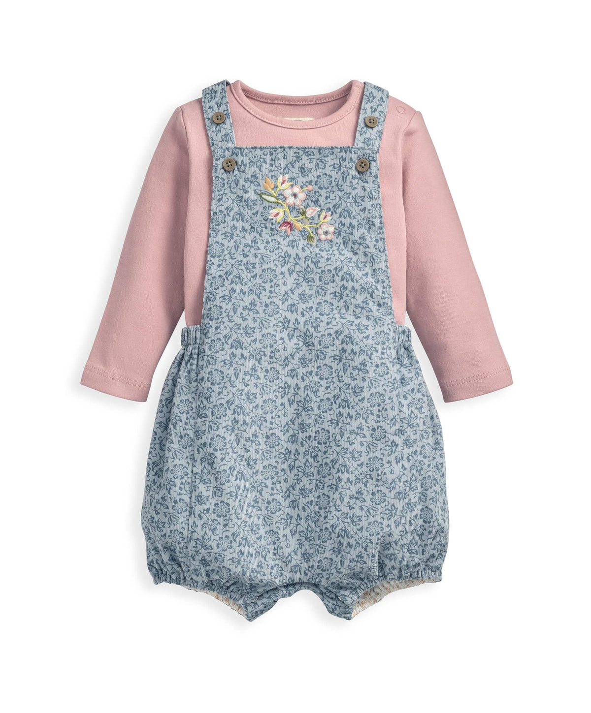 Knitted Shortie Dungaree and Floral Bodysuit - 2 Piece Set – Mamas