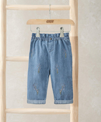 Mamas & Papas Lavender Embroidered Jeans