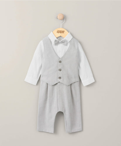 Mamas & Papas Linen Waistcoat Mock Romper - Cream