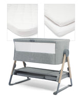 Mamas & Papas Lua Bedside Crib and Sheet Bundle - Grey/White