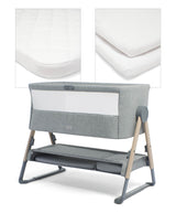 Lua Bedside Crib and Sheet Bundle - Grey/White