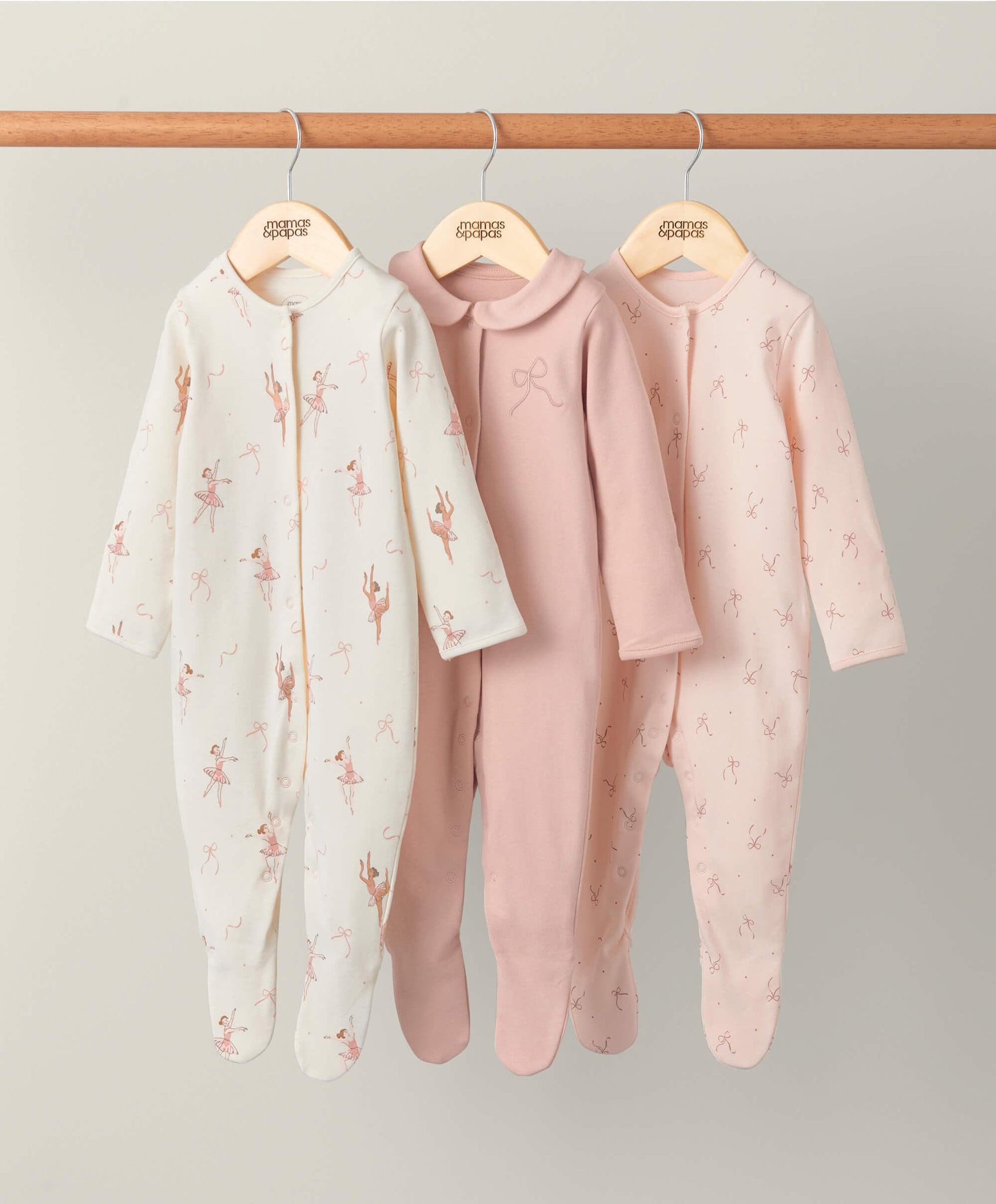 Ballerina Sleepsuits (Set of 3) - Pink