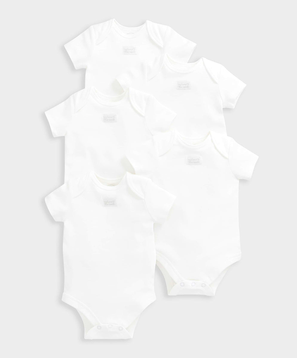 Organic Shortsleeved Bodysuits (5 Pack) - White – Mamas & Papas UK