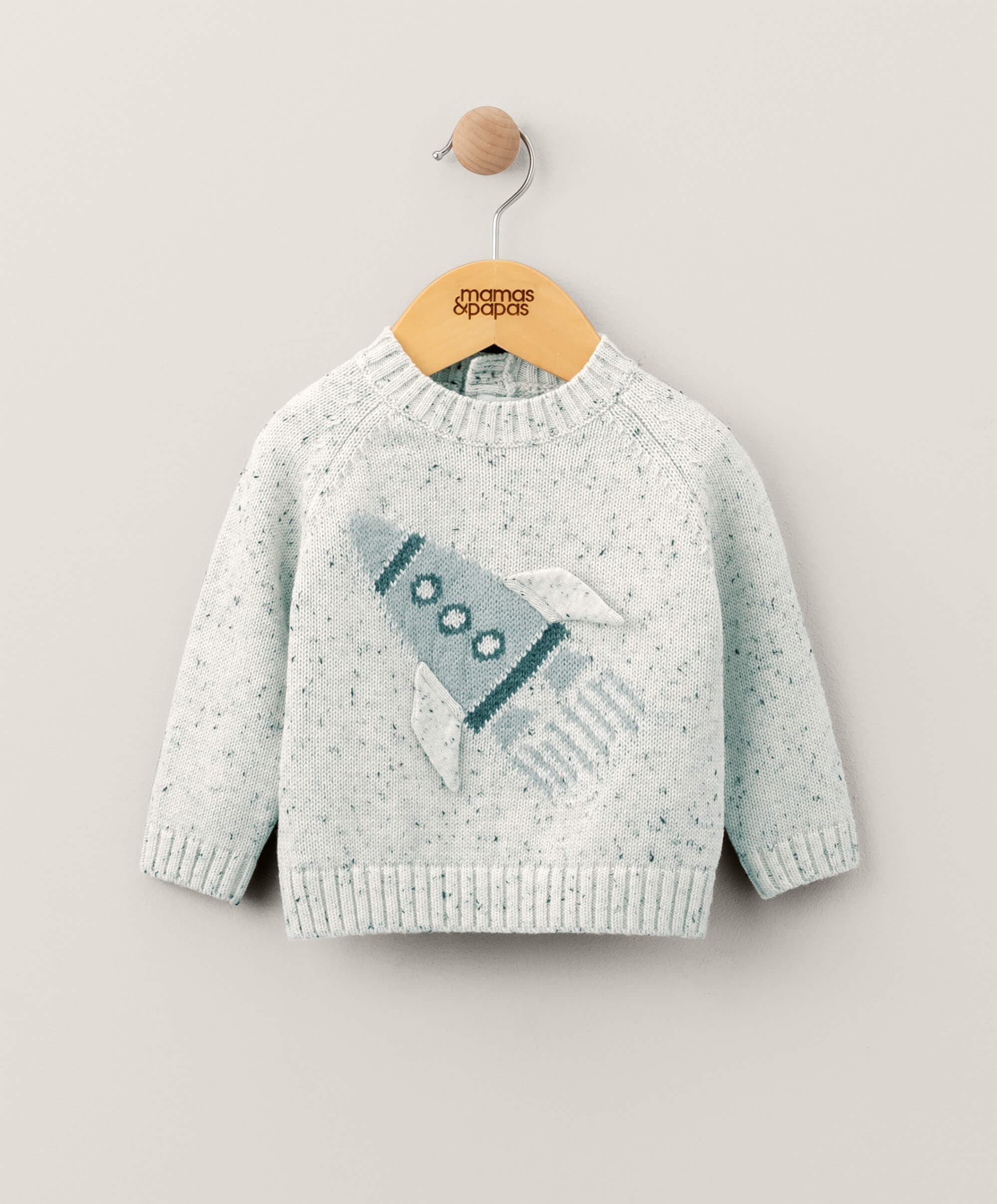 Baby Boys Monogram Sweater Light Blue Crewneck Knitted, 9-12M