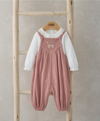 Mamas & Papas Outfits & Sets Crinkle Dungarees & Bodysuit Outfit Set - Pink