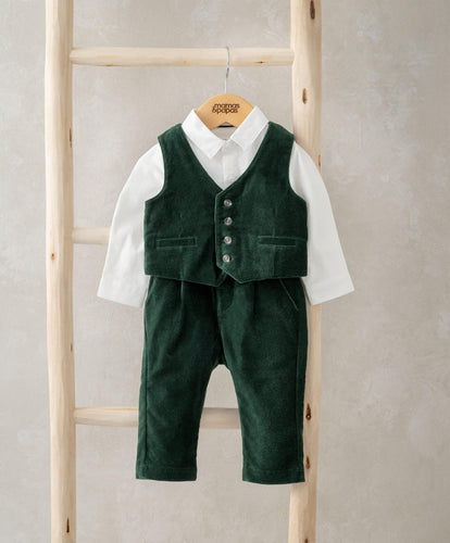 Mamas & Papas Outfits & Sets Velour Suit Set (3 Piece) - Emerald Green