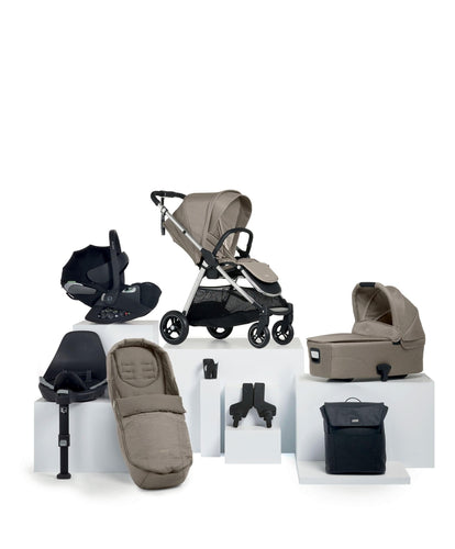 Mamas & Papas Pushchairs Flip XT³ Complete Pushchair Bundle with Cybex Cloud T i-Size Baby Car Seat & Rotating Base (8 Pieces) – Fawn