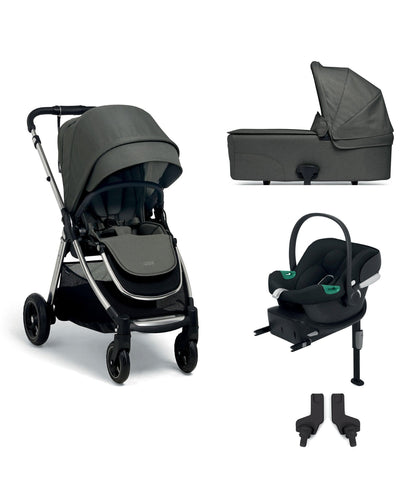 Mamas & Papas Pushchairs Flip XT³ Pushchair & Carrycot Bundle with Cybex Aton B2 i-Size Car Seat - Harbour Grey