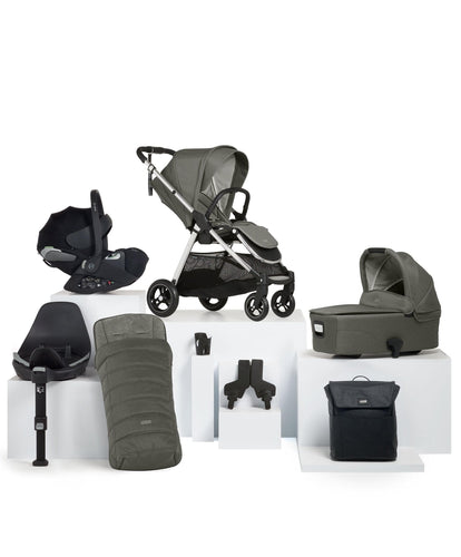 Mamas & Papas Pushchairs Flip XT³ Pushchair Complete Bundle with Cybex Cloud T Car Seat & Base (8 Pieces) - Harbour Grey