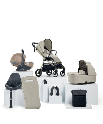 Mamas & Papas Pushchairs Vardo Pushchair Bundle with Cybex Cloud T Car Seat (9 Pieces) - Shell/Cosy Beige