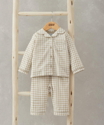 Mamas & Papas Pyjamas & Nightwear Check Woven Pyjamas - Sand