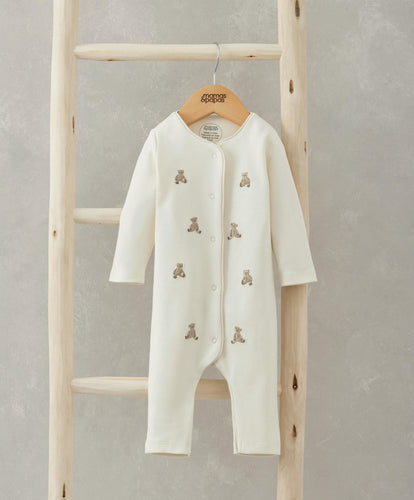 Mamas & Papas Rompers Embroidered Teddy Bear Romper - Cream