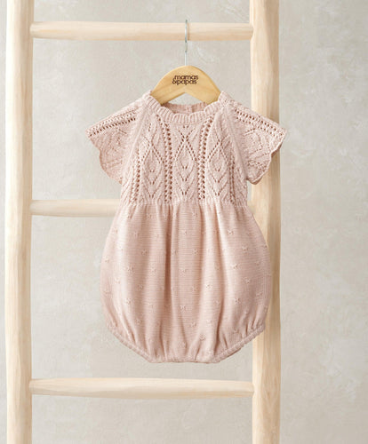 Mamas & Papas Short Sleeve Knit Romper - Pink