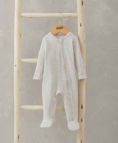 Mamas & Papas Sleepsuits Organic Cotton Ribbed Sleepsuit - Oatmeal