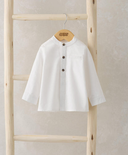 Mamas & Papas Tops & Shirts Grandad Collar Shirt - White