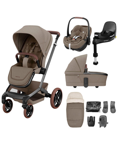 Maxi Cosi Maxi Cosi Fame Premium Pushchair Bundle with Pebble 360 Pro 2 Car Seat & Base – Truffle with Brown Wheels