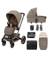 Maxi Cosi Pushchairs Maxi Cosi Fame Pushchair Essential Bundle (4 Pieces) – Twillic Truffle with Brown Wheels