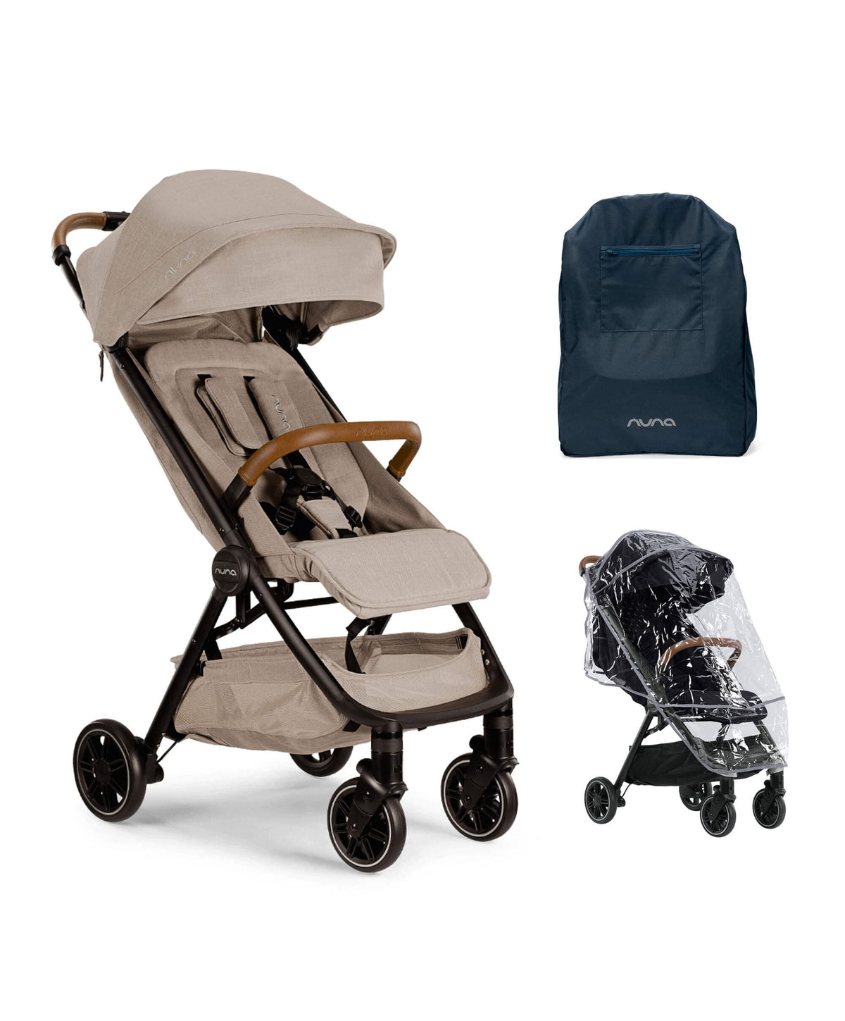 Nuna TRVL Pushchair with Travel Bag Rain Cover Hazelwood