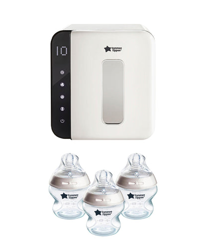 Tommee Tippee Bottle Feeding Tommee Tipee Ultra UV 3-in-1 Electric Steriliser & Natural Start Anti-Colic Baby Bottle (Pack of 3) – White