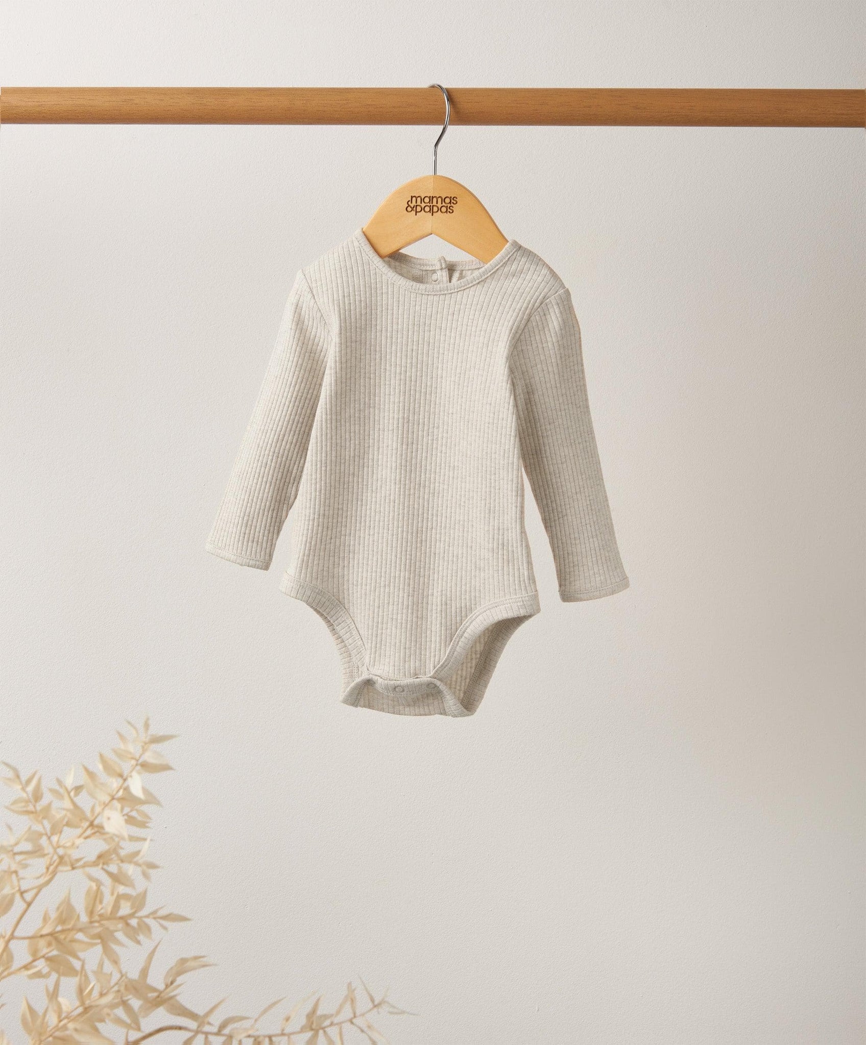 Organic Cotton Ribbed Bodysuit - Oatmeal – Mamas & Papas UK