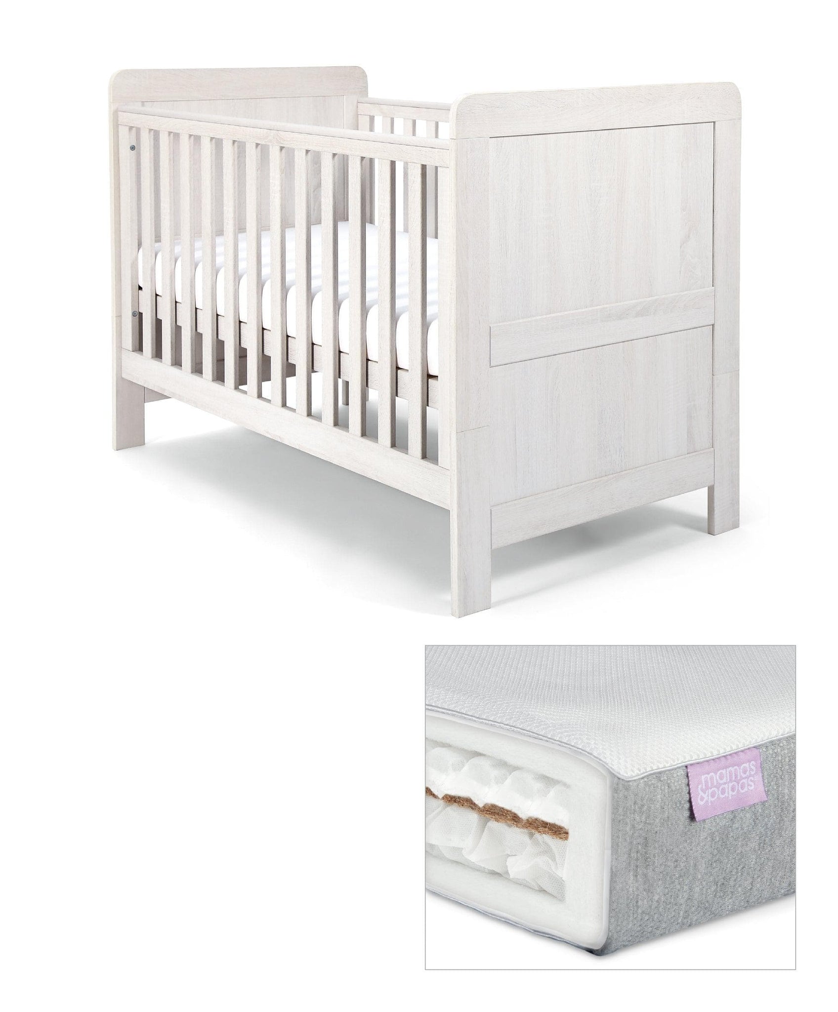 Atlas Cotbed Luxury Spring Mattress White Mamas Papas UK