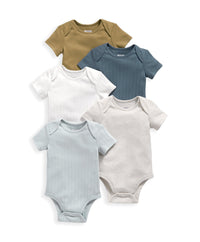 Blue Boys Short Sleeve Cotton Bodysuits – 5 Pack – Mamas & Papas