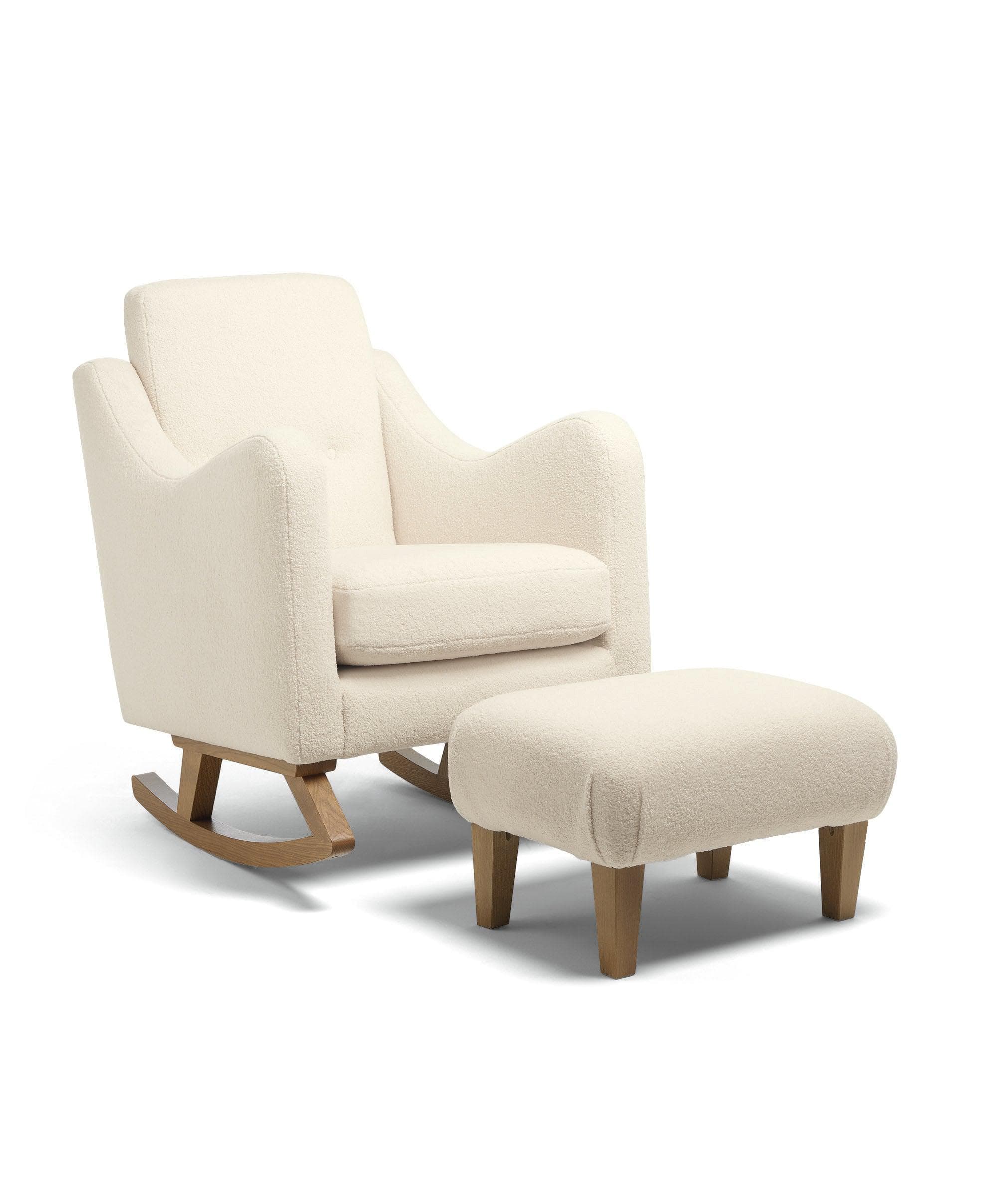 Bowdon Nursing Chair & Footstool - Off-White Boucle – Mamas & Papas UK